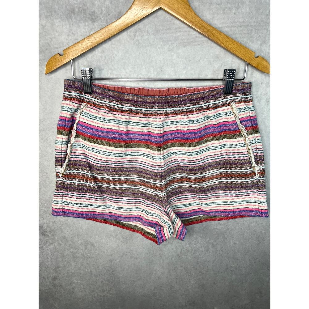 Anthropologie Corey Lynn Calter Striped Woven Shorts Small Boho Fringe Colorful